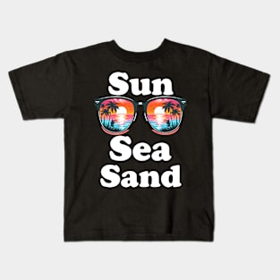 Sun, sea, sand, summer vacation design for dark colors Kids T-Shirt